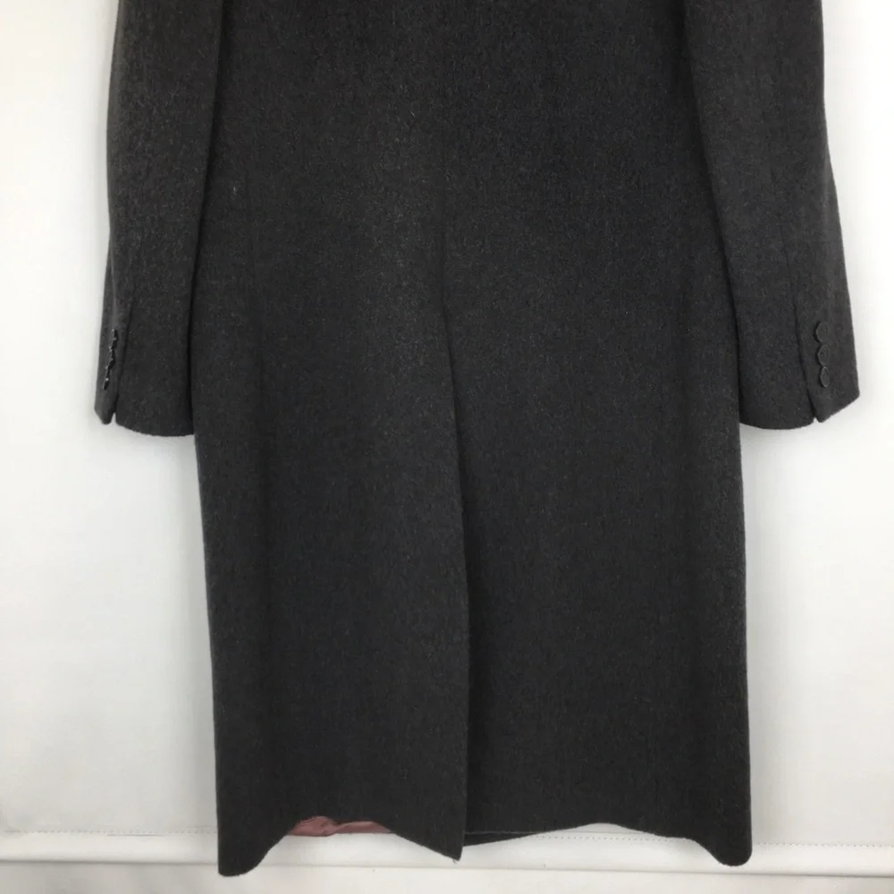 Mens Gray Cashmere Wool Blend Long Overcoat Single Breasted Size 44L